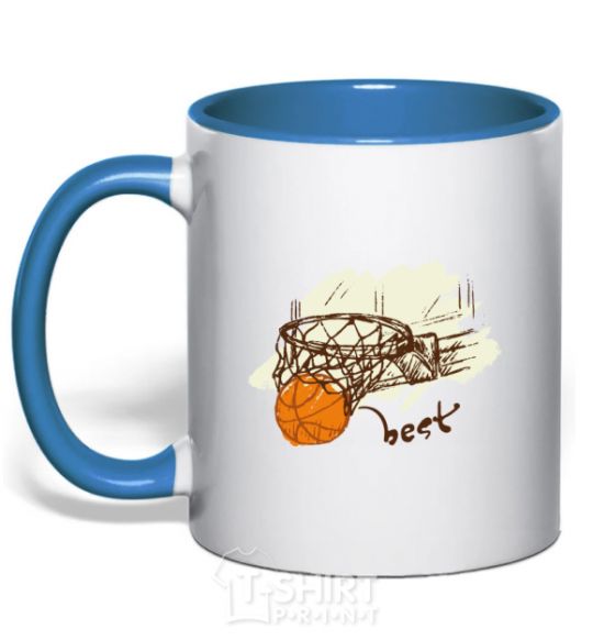 Mug with a colored handle Basketball best royal-blue фото