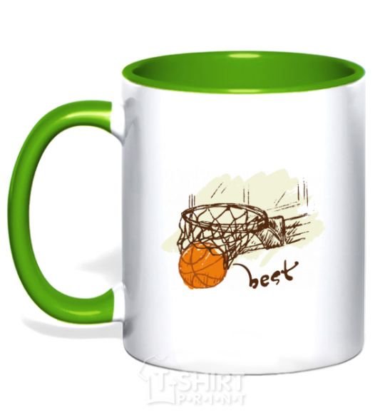 Mug with a colored handle Basketball best kelly-green фото