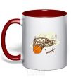 Mug with a colored handle Basketball best red фото