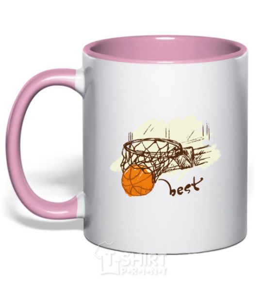 Mug with a colored handle Basketball best light-pink фото