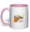 Mug with a colored handle Basketball best light-pink фото