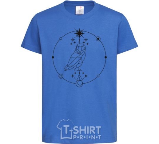 Детская футболка Сова геометрия Ярко-синий фото