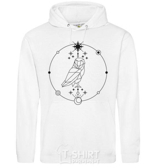 Men`s hoodie Owl geometry White фото