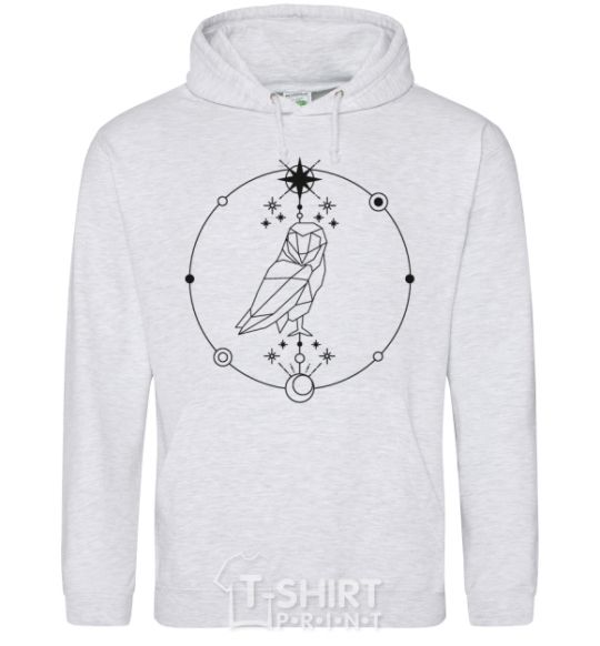 Men`s hoodie Owl geometry sport-grey фото