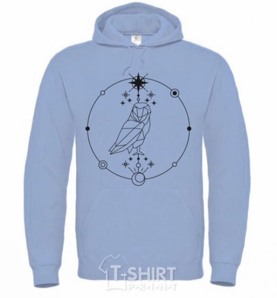 Men`s hoodie Owl geometry sky-blue фото