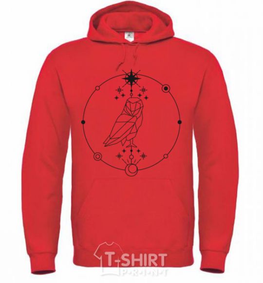 Men`s hoodie Owl geometry bright-red фото