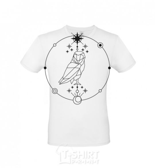 Men's T-Shirt Owl geometry White фото