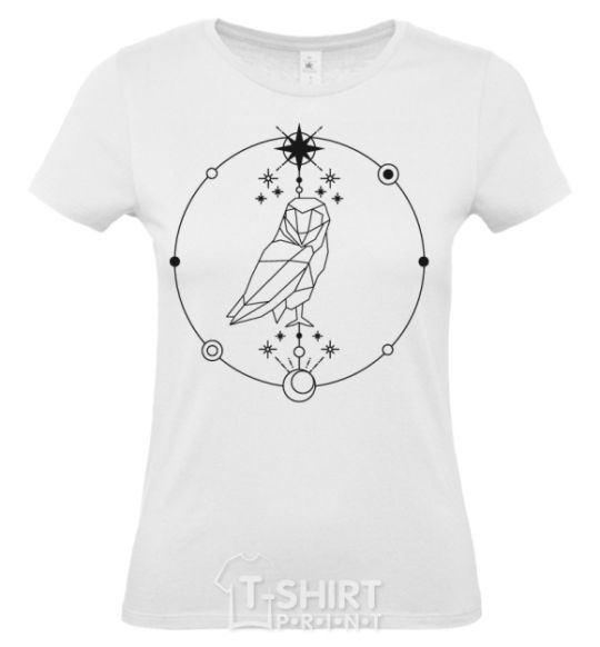 Women's T-shirt Owl geometry White фото