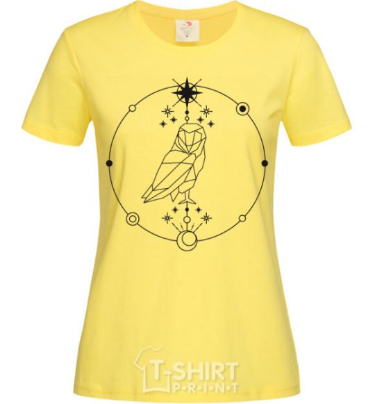 Women's T-shirt Owl geometry cornsilk фото