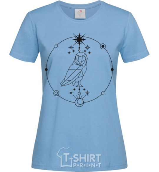 Women's T-shirt Owl geometry sky-blue фото