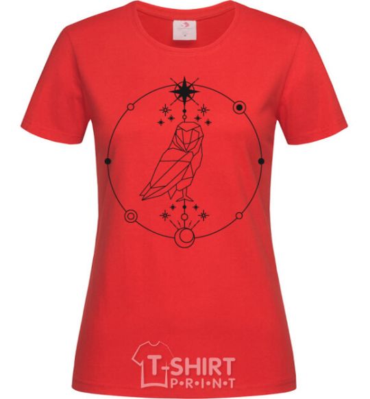 Women's T-shirt Owl geometry red фото