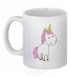 Ceramic mug A cute full-sized unicorn White фото