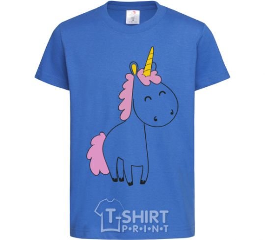 Kids T-shirt A cute full-sized unicorn royal-blue фото
