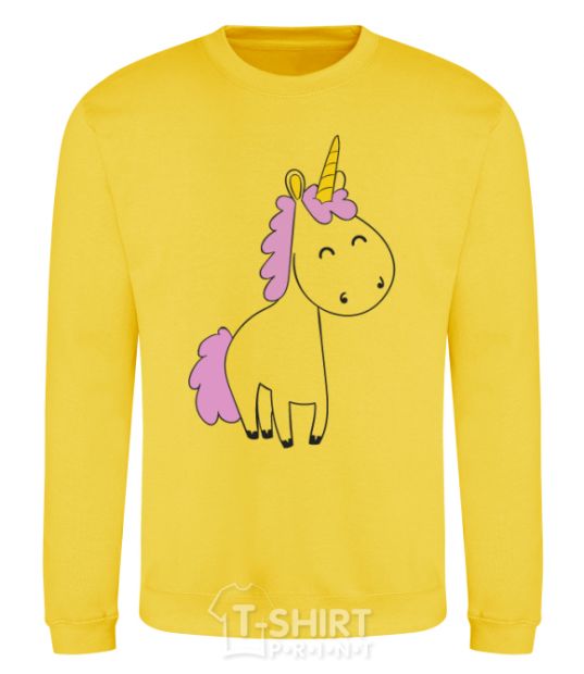 Sweatshirt A cute full-sized unicorn yellow фото