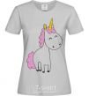 Women's T-shirt A cute full-sized unicorn grey фото