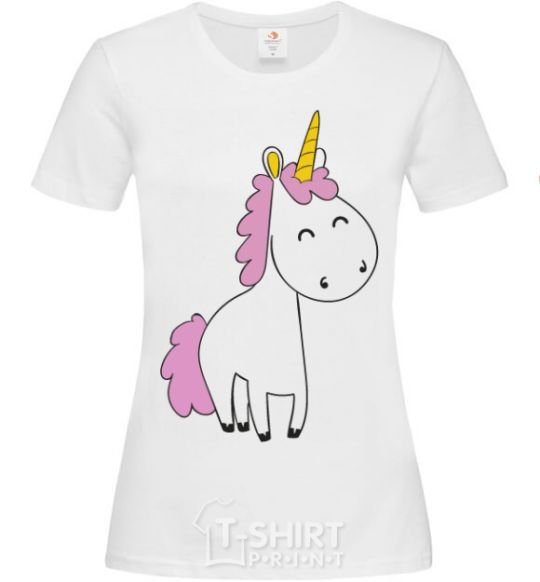 Women's T-shirt A cute full-sized unicorn White фото