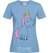 Women's T-shirt A cute full-sized unicorn sky-blue фото