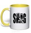 Mug with a colored handle Swag style yellow фото