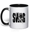 Mug with a colored handle Swag style black фото