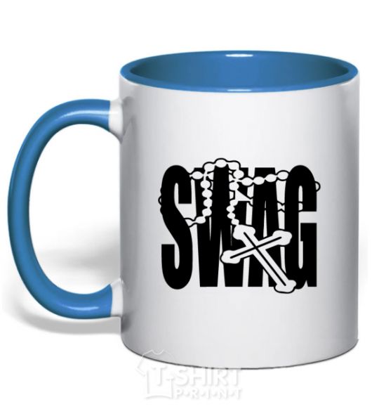 Mug with a colored handle Swag style royal-blue фото