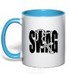 Mug with a colored handle Swag style sky-blue фото