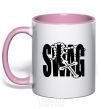 Mug with a colored handle Swag style light-pink фото