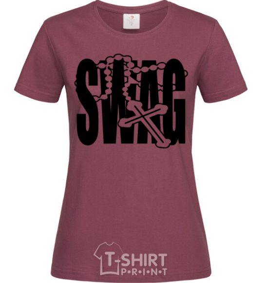 Women's T-shirt Swag style burgundy фото