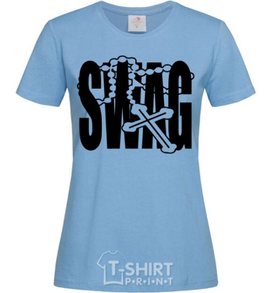 Women's T-shirt Swag style sky-blue фото