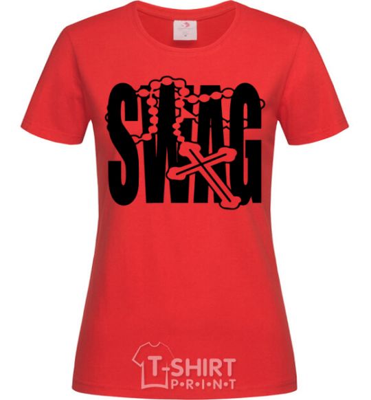 Women's T-shirt Swag style red фото