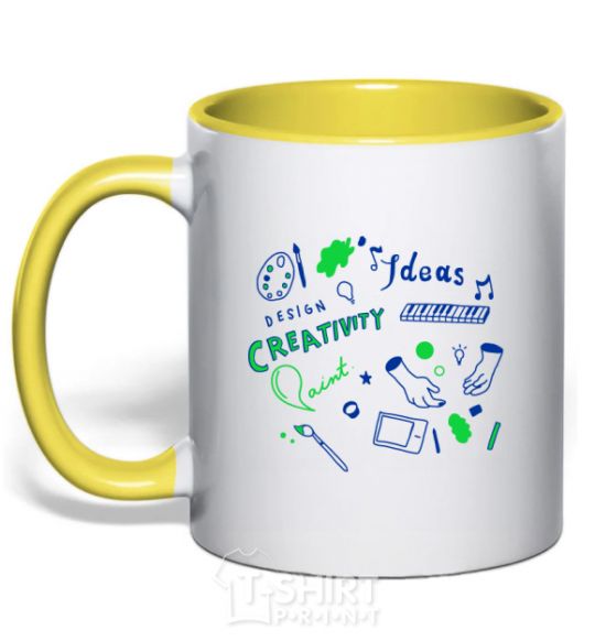 Mug with a colored handle Ideas design crestivity yellow фото