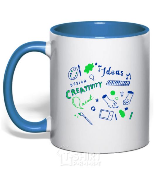 Mug with a colored handle Ideas design crestivity royal-blue фото