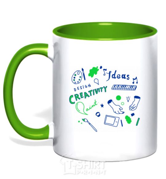 Mug with a colored handle Ideas design crestivity kelly-green фото