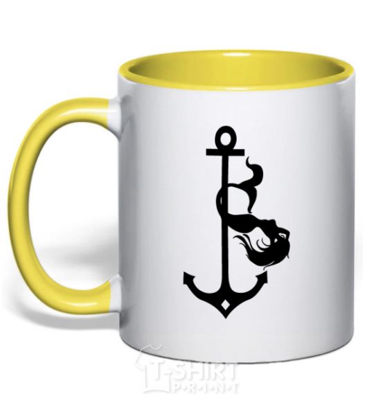 Mug with a colored handle Русалка pole dance yellow фото