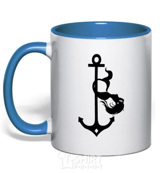 Mug with a colored handle Русалка pole dance royal-blue фото