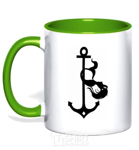 Mug with a colored handle Русалка pole dance kelly-green фото