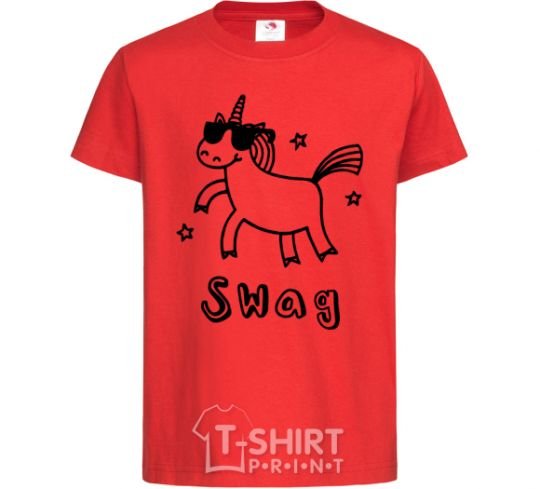 Kids T-shirt Swag unicorn red фото