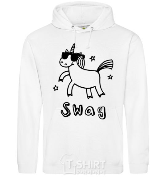 Мужская толстовка (худи) Swag unicorn Белый фото