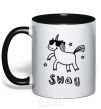 Mug with a colored handle Swag unicorn black фото