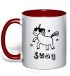 Mug with a colored handle Swag unicorn red фото