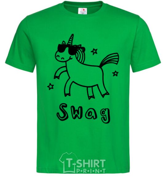 Мужская футболка Swag unicorn Зеленый фото