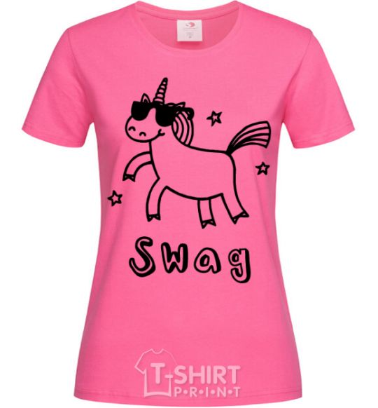 Женская футболка Swag unicorn Ярко-розовый фото