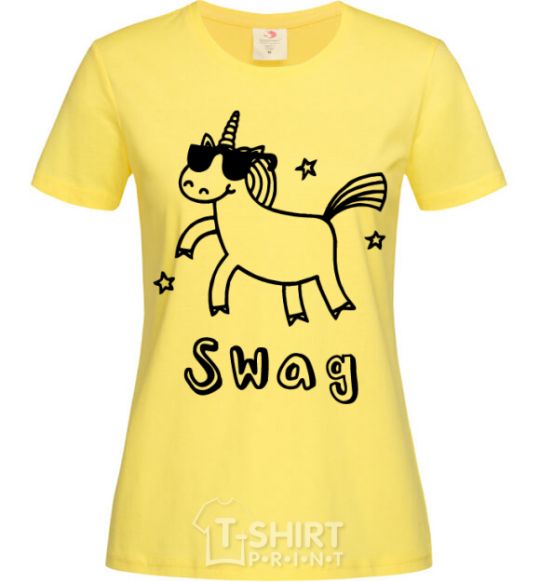 Женская футболка Swag unicorn Лимонный фото