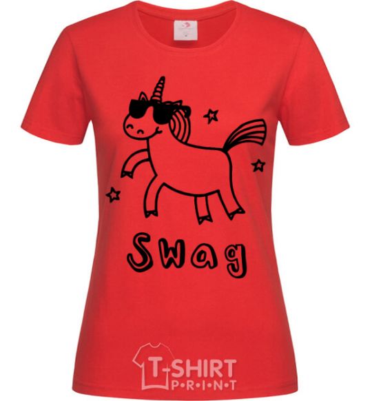 Женская футболка Swag unicorn Красный фото