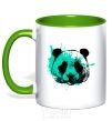 Mug with a colored handle Panda splash turquoise kelly-green фото