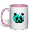 Mug with a colored handle Panda splash turquoise light-pink фото