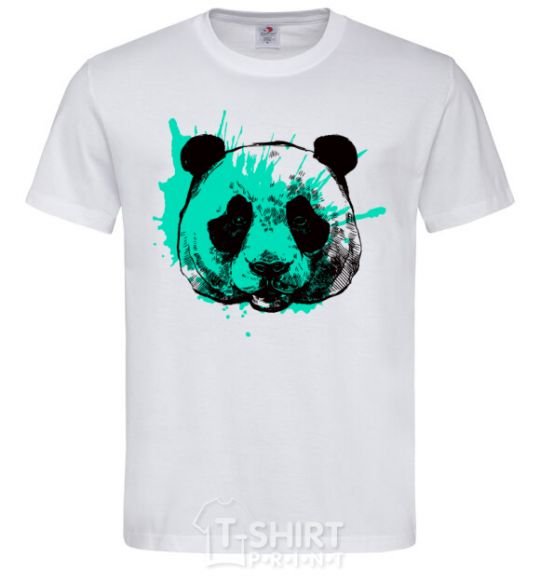 Men's T-Shirt Panda splash turquoise White фото