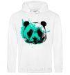 Men`s hoodie Panda splash turquoise White фото