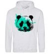 Men`s hoodie Panda splash turquoise sport-grey фото