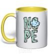 Mug with a colored handle Nope cloud yellow фото