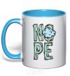 Mug with a colored handle Nope cloud sky-blue фото